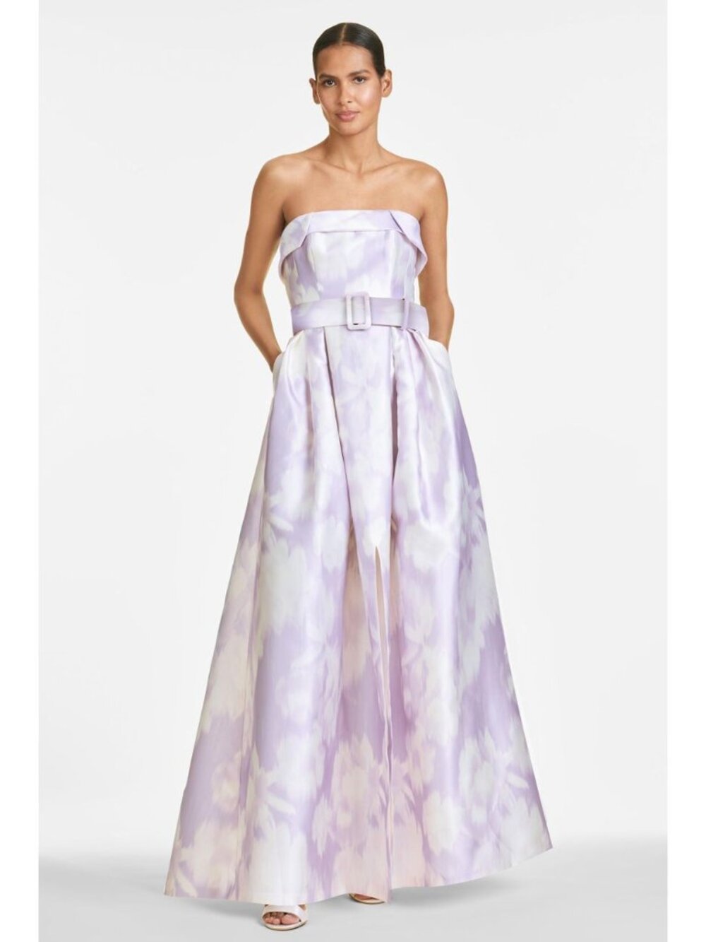 Sachin & Babi Lavender Ivory Ikat Strapless Brielle Gown